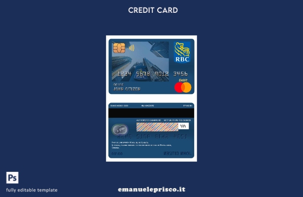 modello di carta di debito mastercard Canada Royal Bank in stile verificato